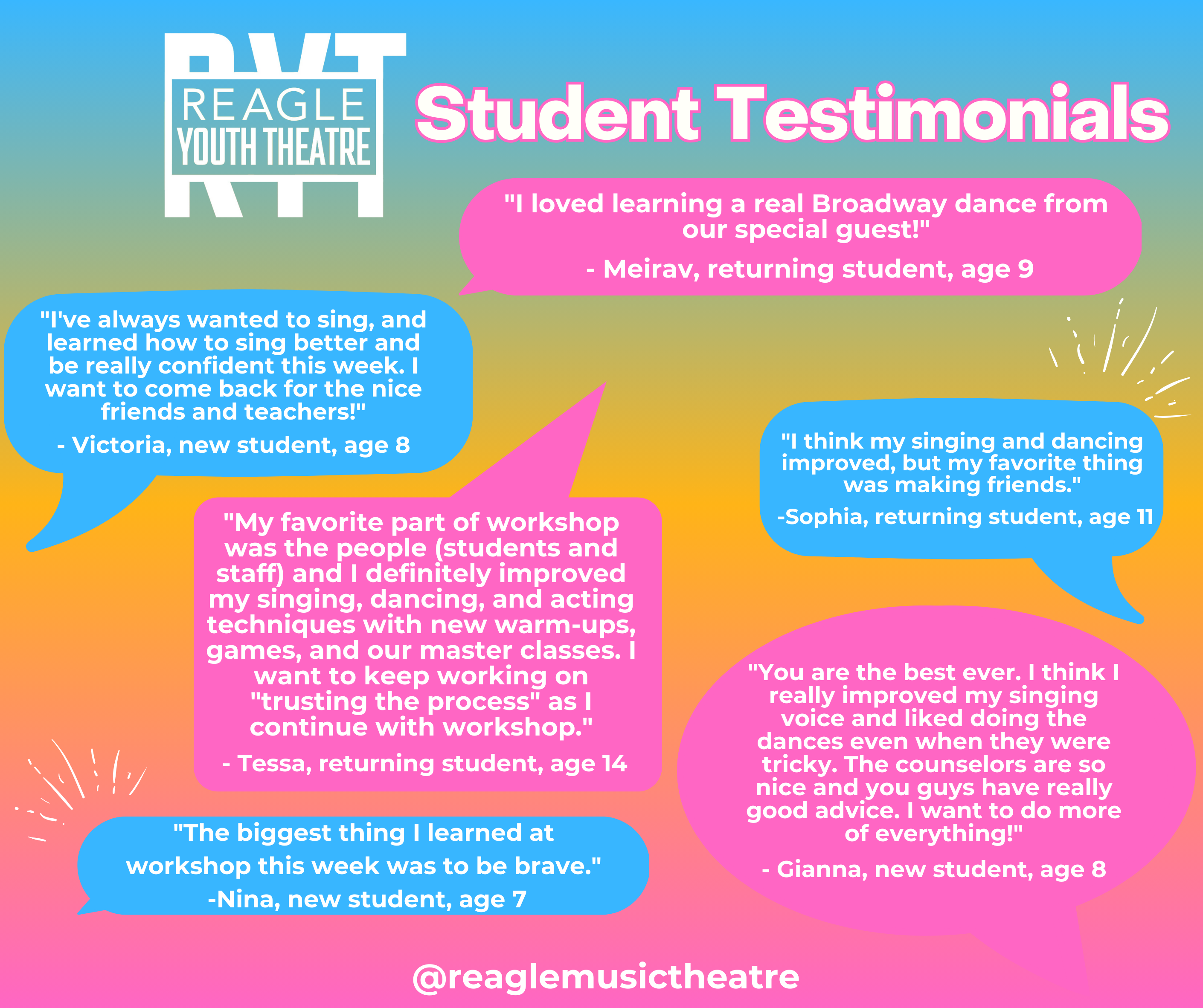 Reagle Music Theatre Student Testimonials
